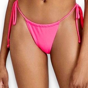 NWT Good American Tiny Ties Swim Bikini Bottom Hot Pink Size 2 = M